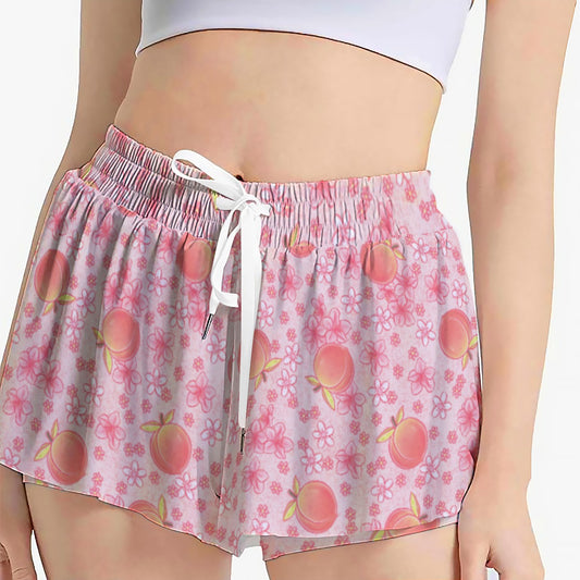 Summer Fruits - Peaches - Women's Flowy Pocket Shorts