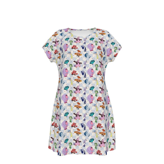 Blue Check Emotional Spectrum - Women's T-Shirt Dress