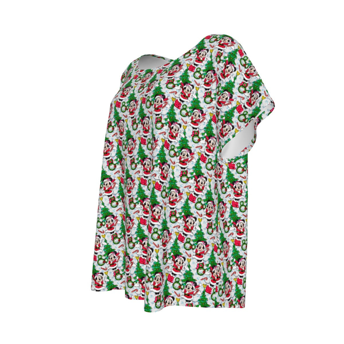 Santa Mouse with Sparkle - Women’s Relaxed Fit Scoop Tee