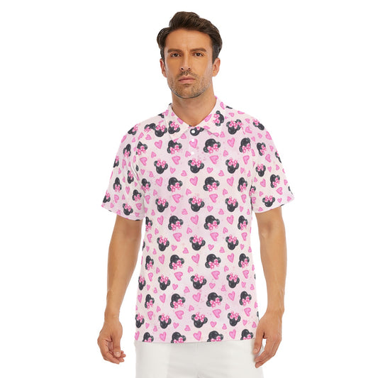 Watercolor Pink Bow Mouse Ears - Men's Polo Shirt