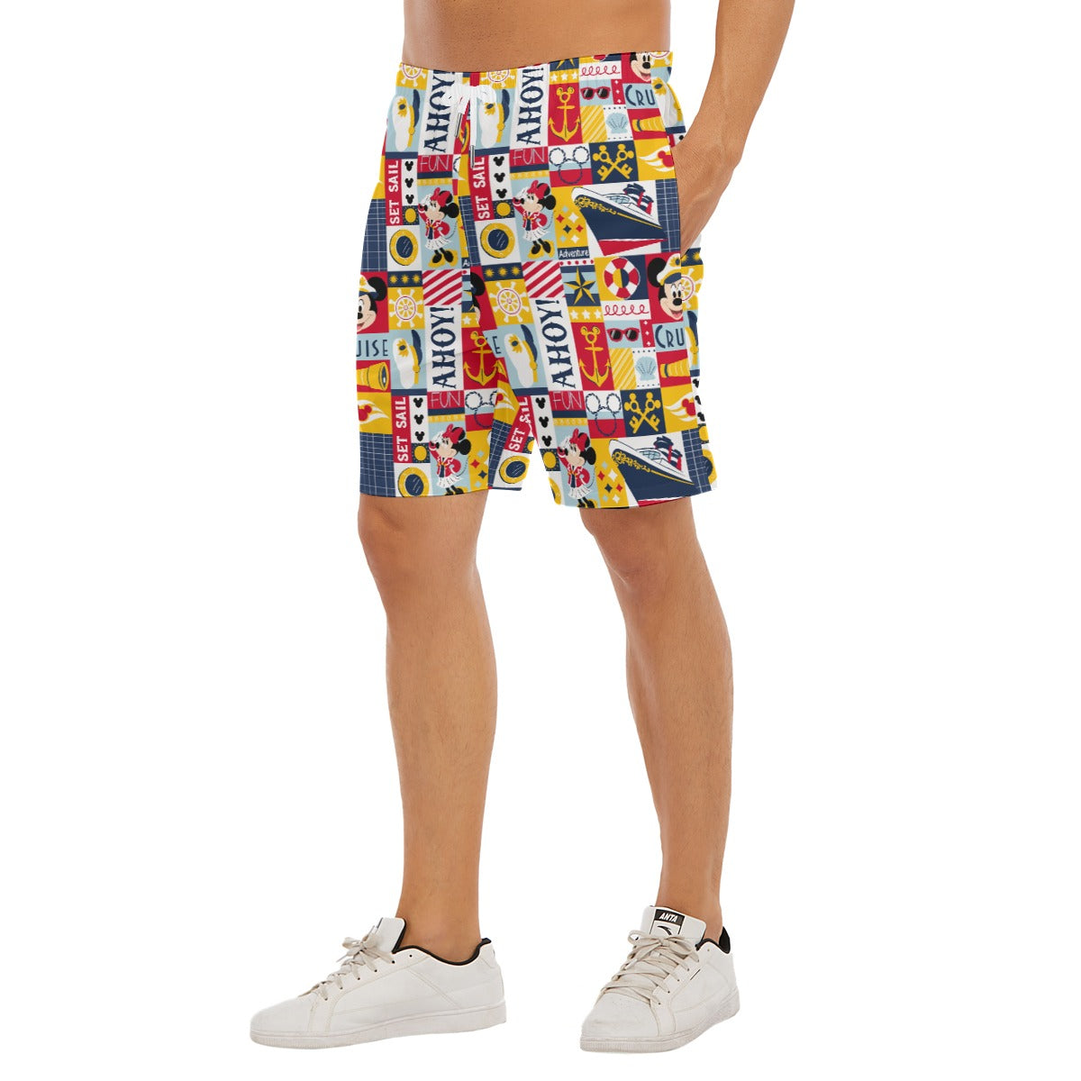 Nautical Cruise Patchwork - Men’s Pocket Beach Shorts