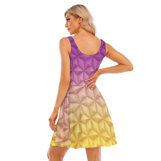 Geometric Spaceship Sphere - Women's Sleeveless Pocket Skater Dress