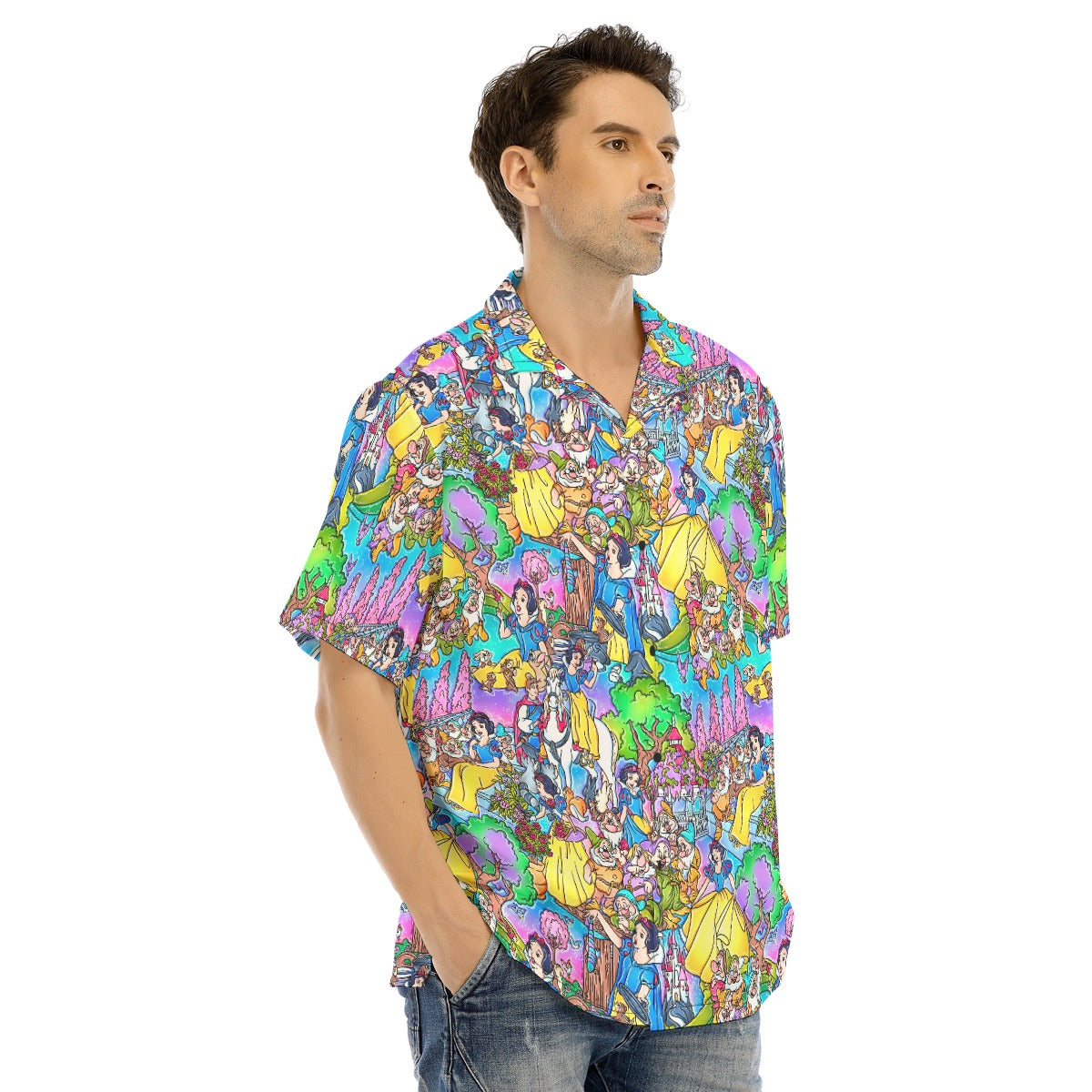 Fairest Princess Storybook Scenes - Men's Hawaiian Button Up Shirt