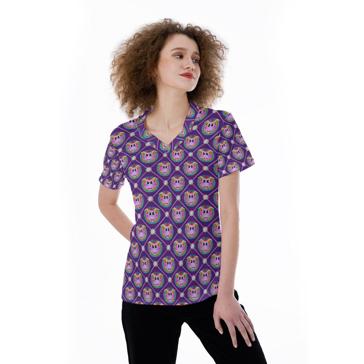 Geometric Figment - Women's Short Sleeve V-Neck T-Shirt