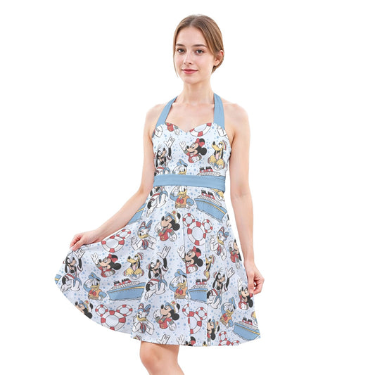 Sailor Cruise Stars - Women's Halter Vintage Pocket Dress