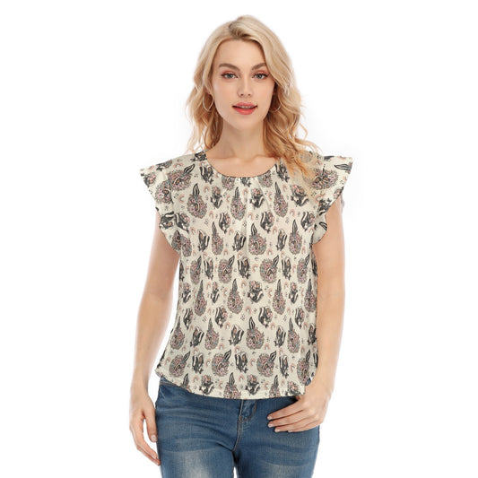 Bashful Blooming Skunk - Women’s Flutter Sleeve Top