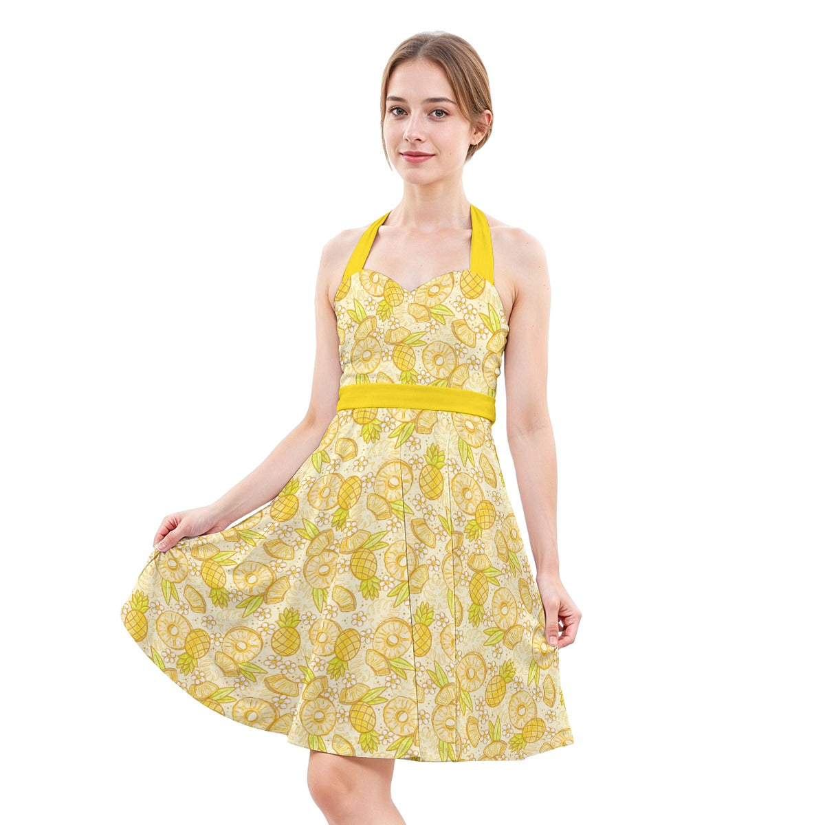 Summer Fruits - Pineapple - Women's Halter Vintage Pocket Dress