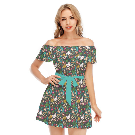 Polynesian Princess Icons - Women's Off-shoulder Ruffle Dress