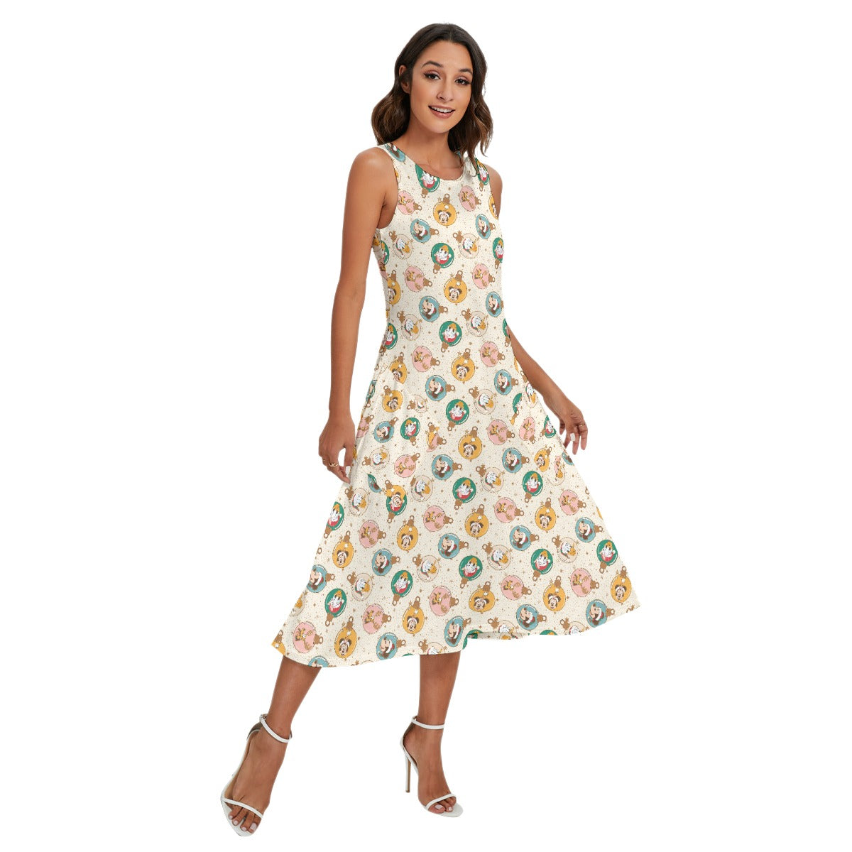 Golden Holiday Baubles - Women’s Diagonal Pocket Midi Dress