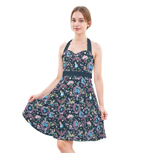 Garden Whimsy - Wonderland Dreams - Women's Halter Vintage Pocket Dress