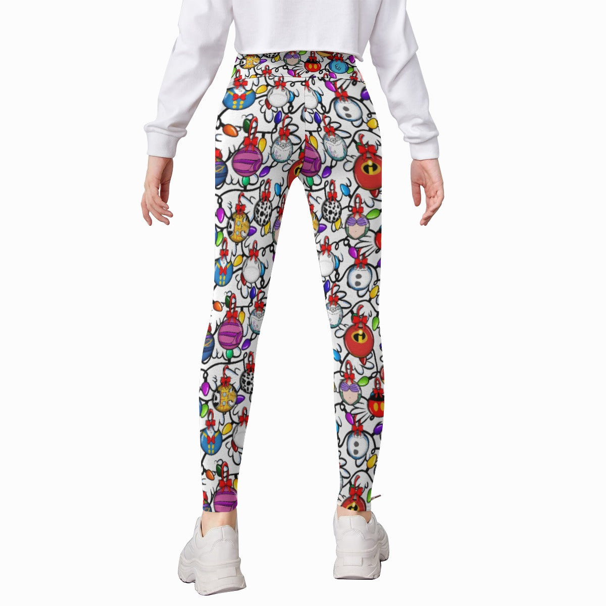 Festive Character Baubles on White - Kid's Leggings