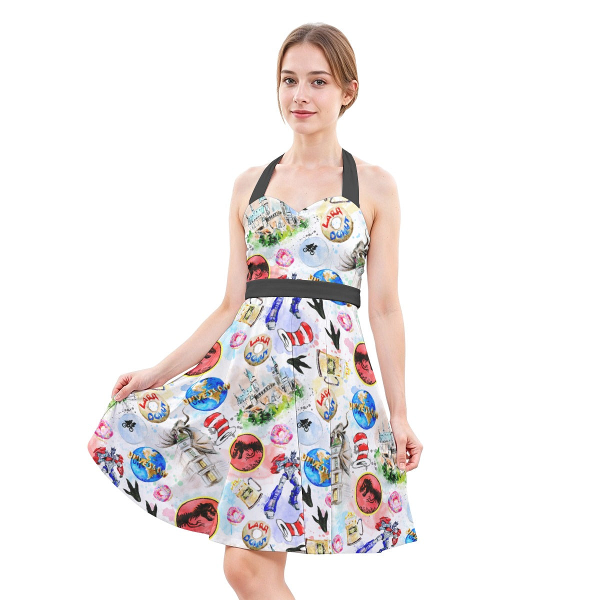 A Universal Adventure - Women's Halter Vintage Pocket Dress