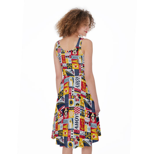 Nautical Cruise Patchwork - Pocket Midi Skater Dress