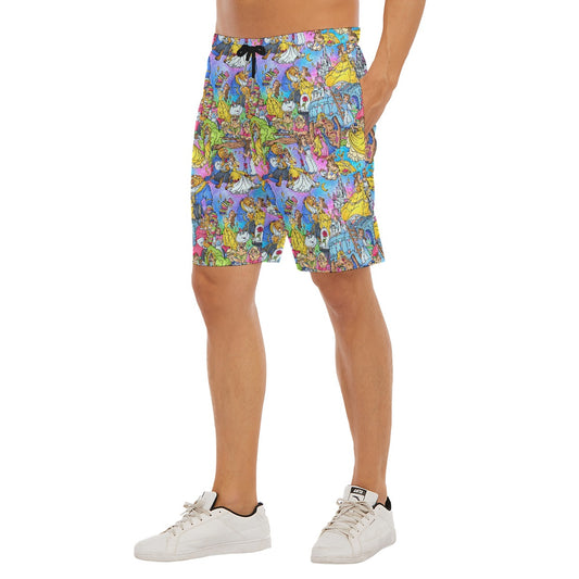 Enchanted Tale Storybook Scenes - Men’s Pocket Beach Shorts