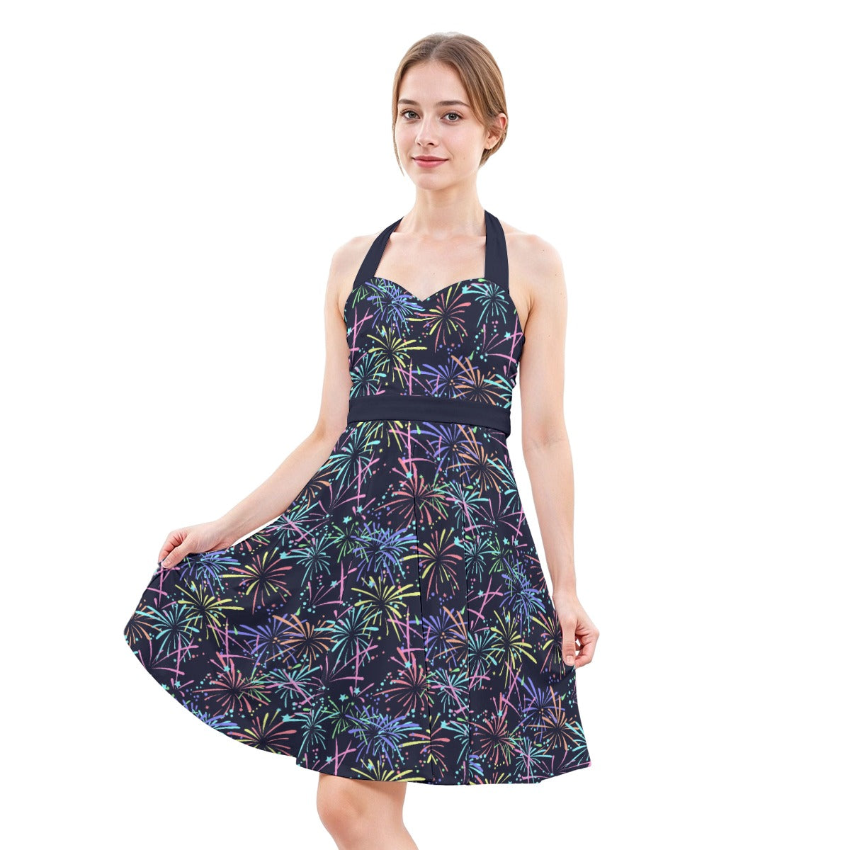 Fireworks - Women's Halter Vintage Pocket Dress