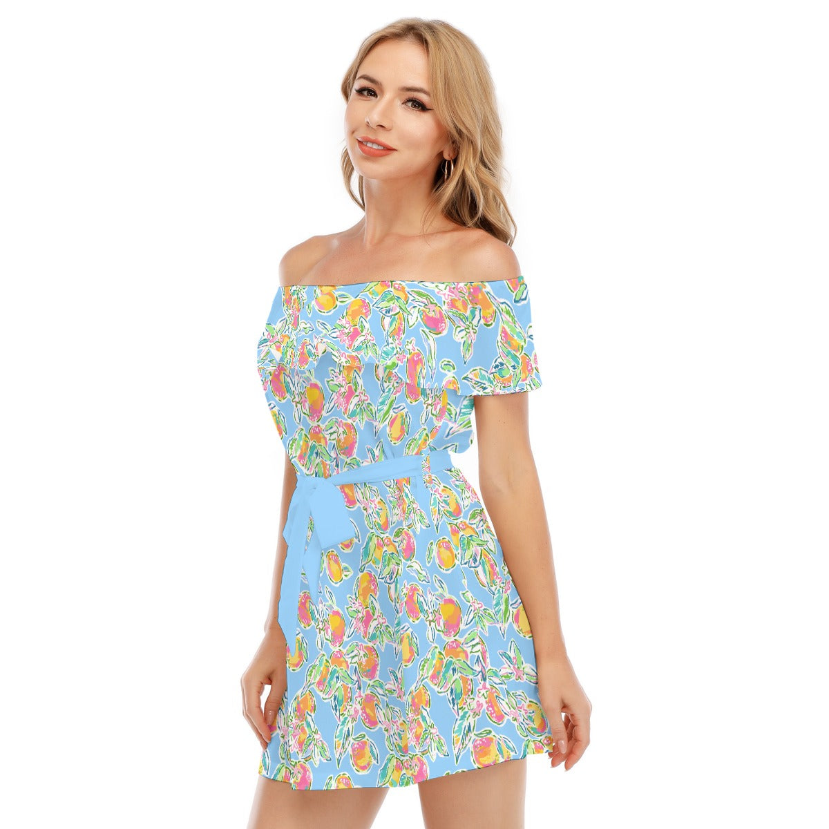 Peachy Keen - Women's Off-shoulder Ruffle Dress