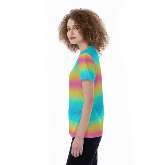Rainbow Ombre - Women's Short Sleeve V-Neck T-Shirt