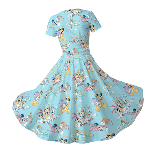 Spring Bunny Costume Crew - Women's V-Neck Ruched Midi Dress