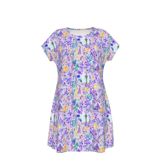Bright Tropical Princess - Tower Light Festival - Women's T-Shirt Dress