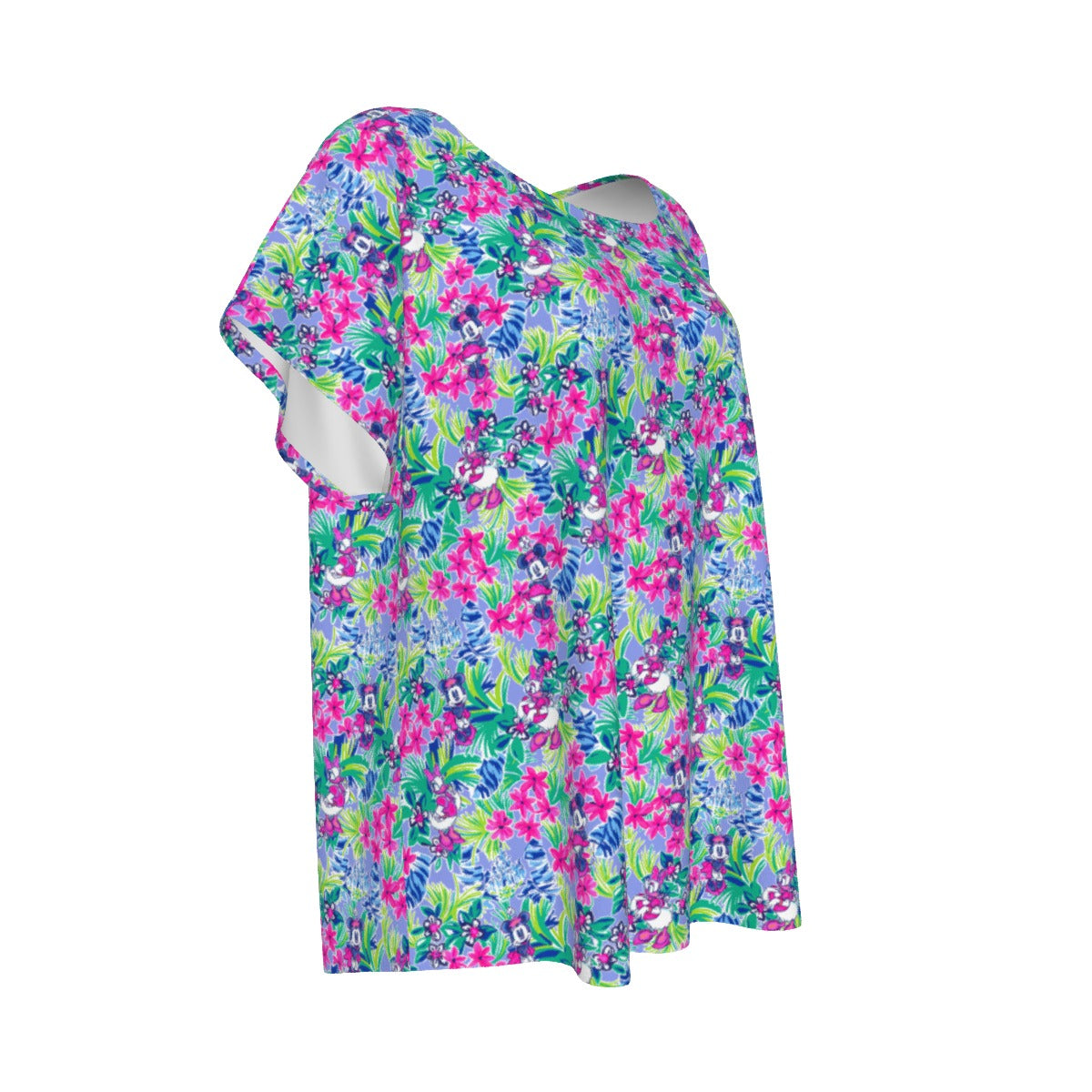 Bright Tropical Bliss - Island Mouse Duo - Women’s Relaxed Fit Scoop Tee