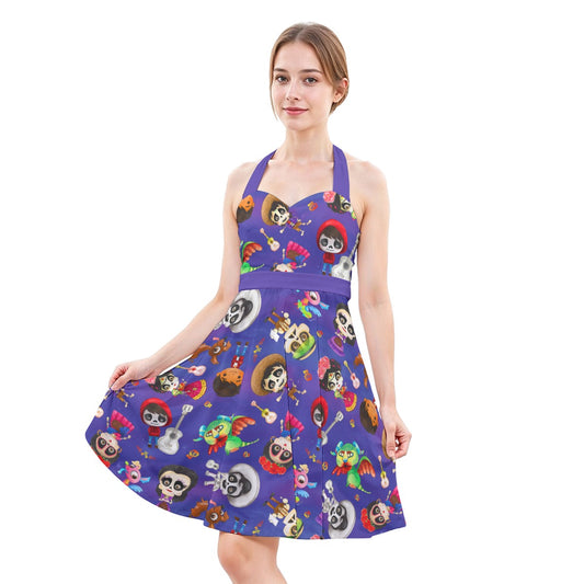 Poco Loco Día de Muertos - Women's Halter Vintage Pocket Dress