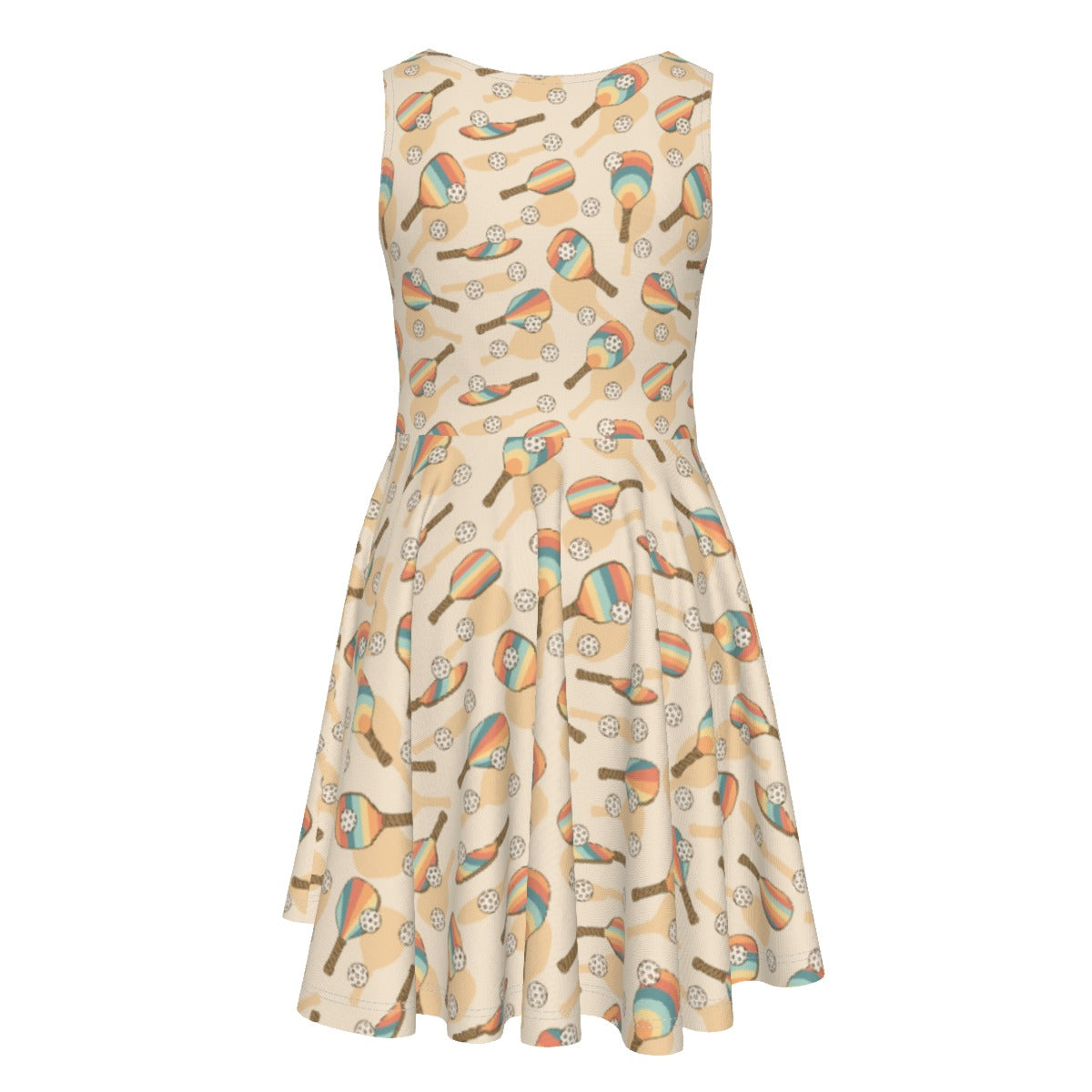 Retro Pickleball Volley - Kid's Sleeveless Skater Dress