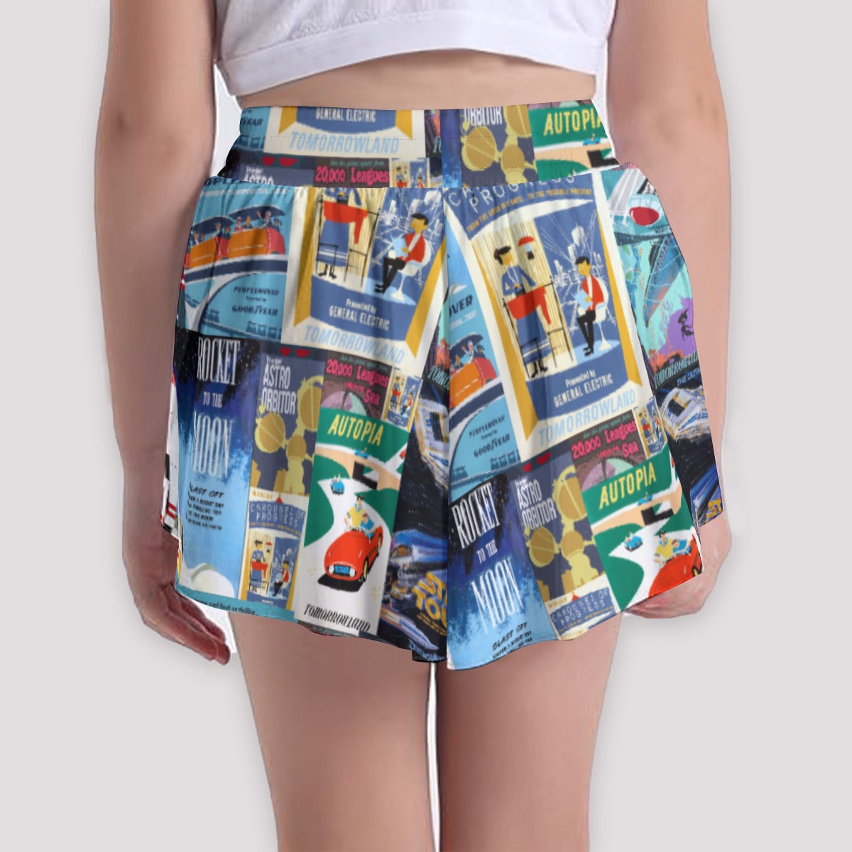 Vintage Tomorrow Ride Posters - Girls’ Flowy Pocket Shorts