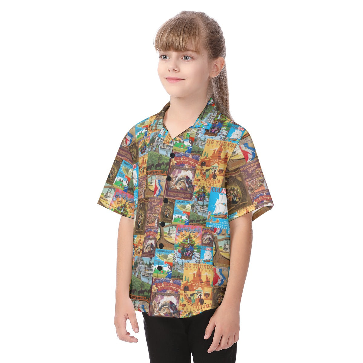 Vintage Frontier Ride Posters - Kid's Hawaiian Button Up Shirt