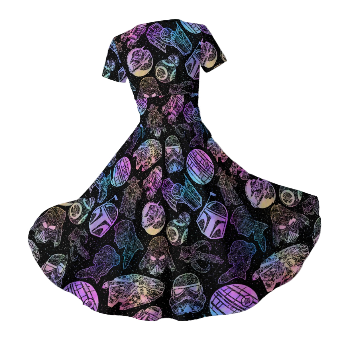 Watercolor Galactic Mandalas - Women's V-Neck Ruched Midi Dress
