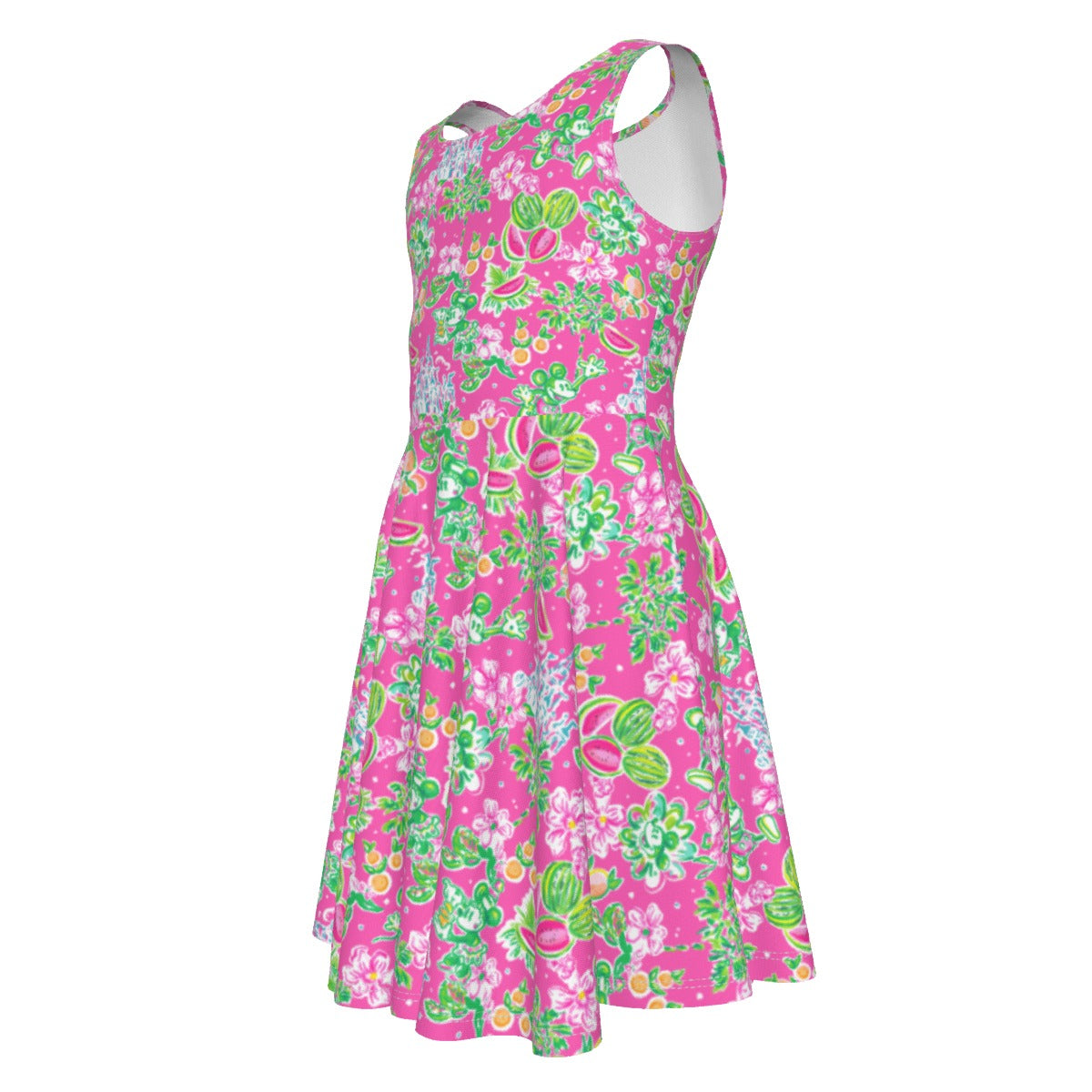 Bright Tropical Vibes - Watermelon Mouse Duo - Kid's Sleeveless Skater Dress