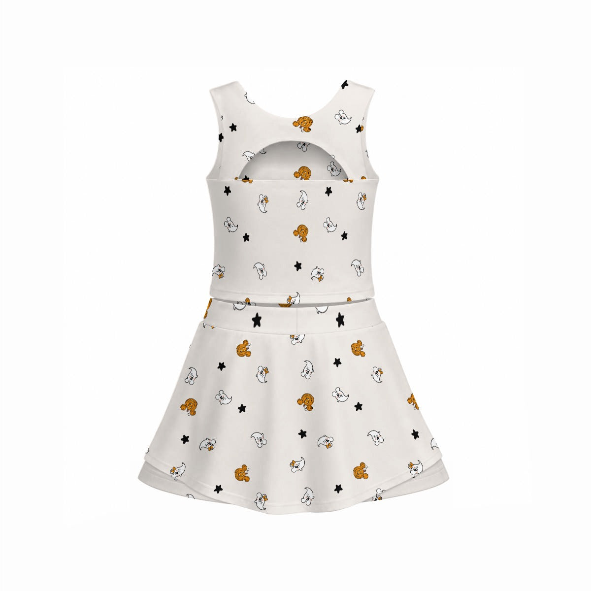 Tiny Boo Crew - Women’s Athletic Skort Set with Open-Back Crop Top