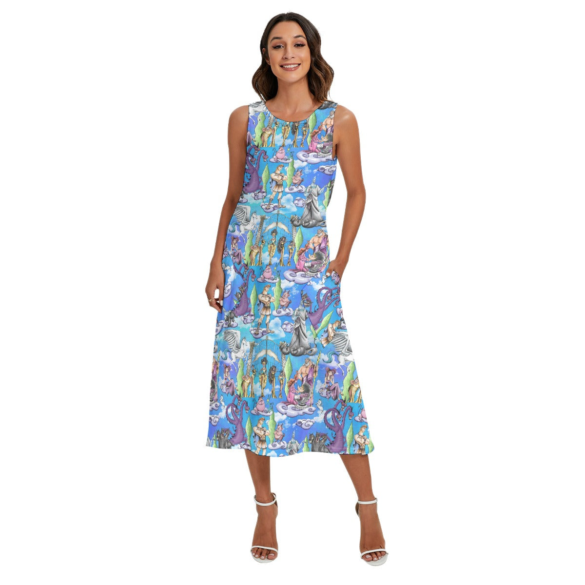 Mythic Hero Chaos Clouds - Women’s Diagonal Pocket Midi Dress