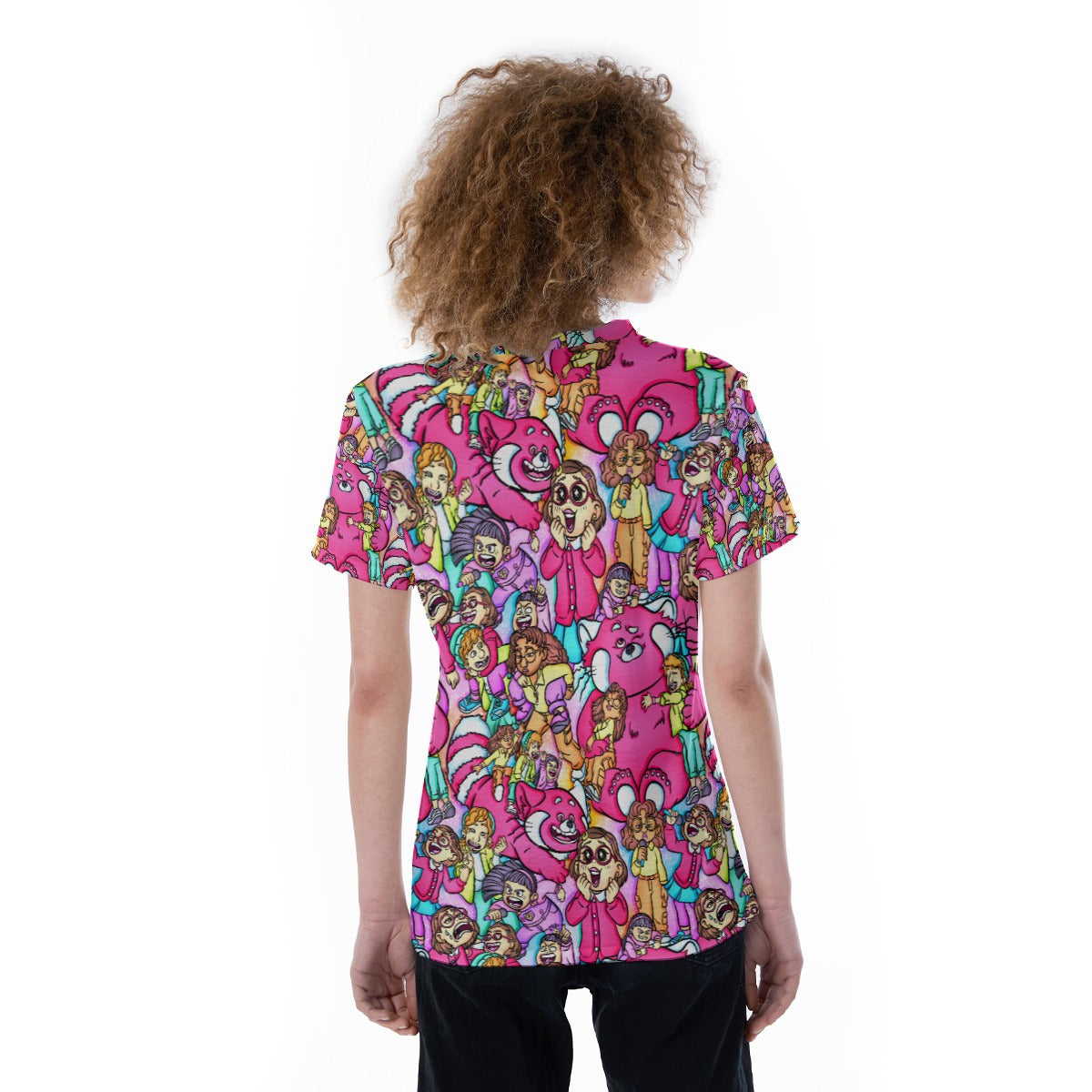 Red Panda Chaos Scenes - Women's Short Sleeve V-Neck T-Shirt