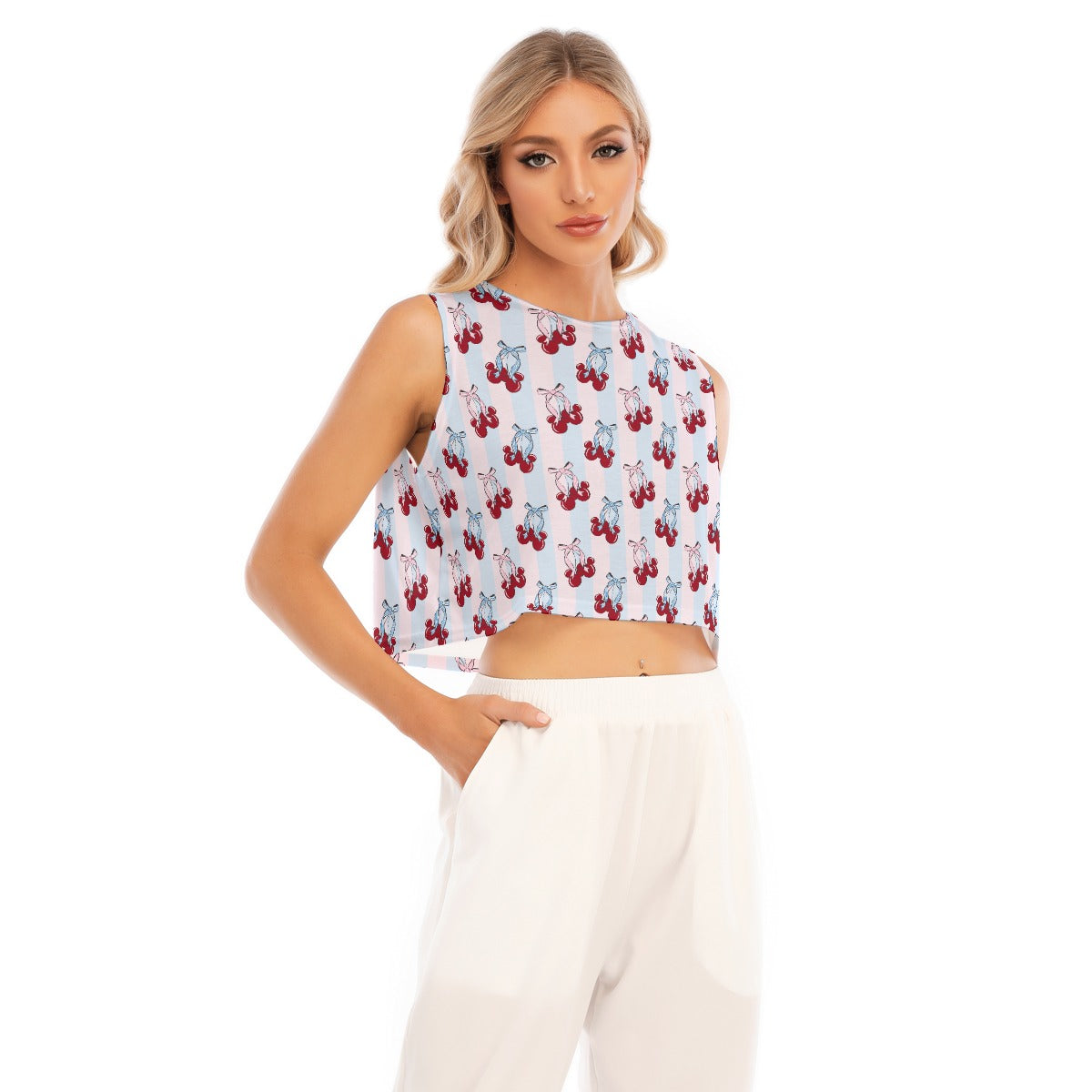 Cherry Ear Bows - Women’s Sleeveless Cropped Tee