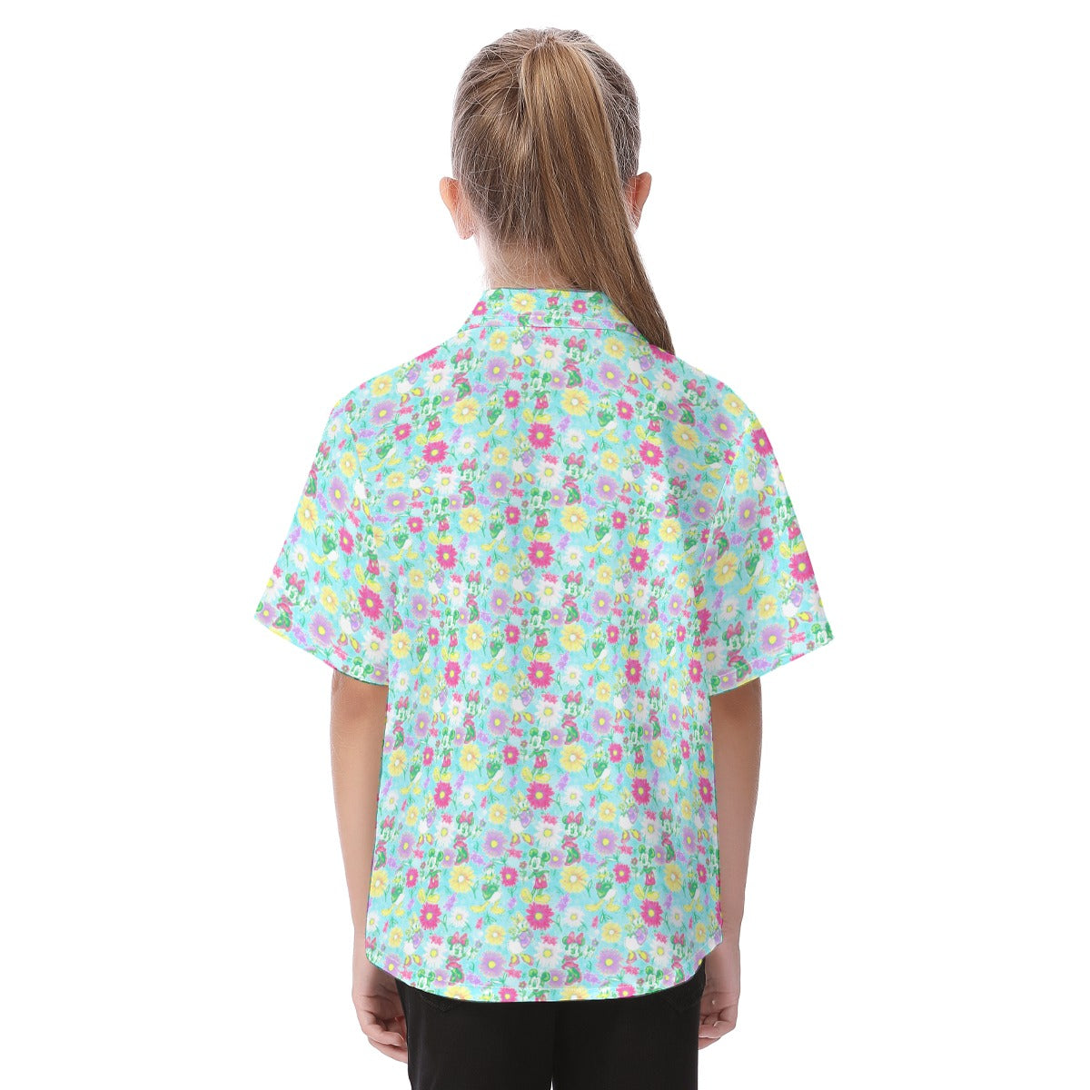 Neon Spring Floral Friendsends - Kid's Hawaiian Button Up Shirt