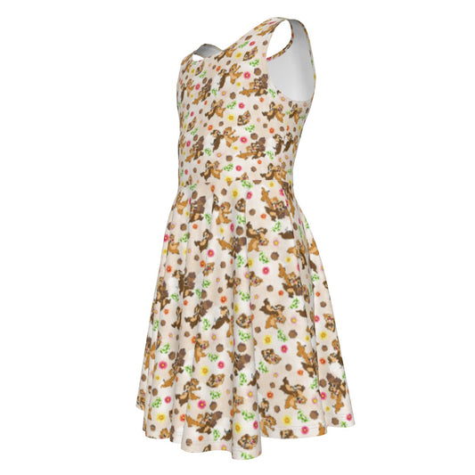 Cheeky Chipmunk Duo- Kid's Sleeveless Skater Dress