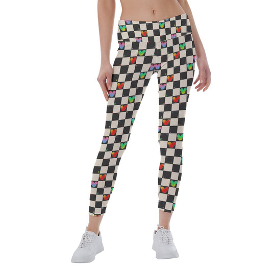 Rainbow Checker Mouse Ears - Women's Yoga Leggings