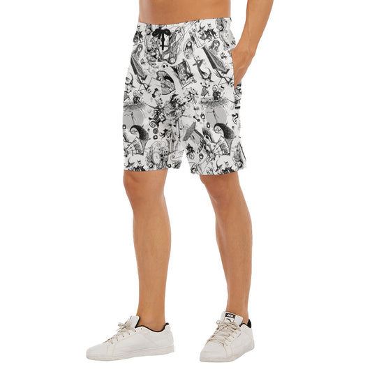Nightmare Sketches Halloween Inspired - Men’s Pocket Beach Shorts