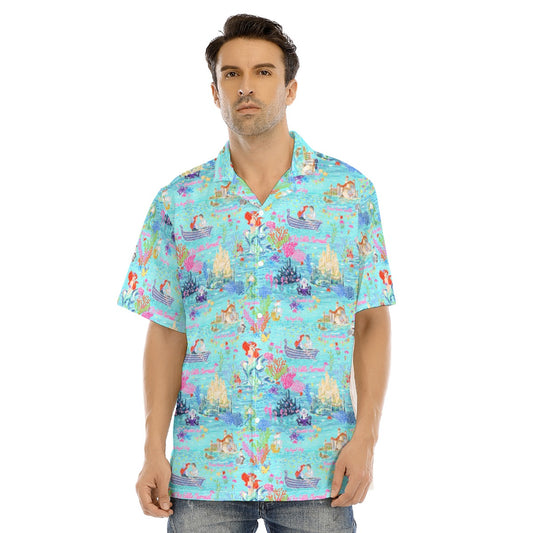 Ariel’s Ocean Wonderland - Men's Hawaiian Button Up Shirt