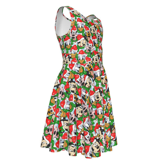 Mouse Friends in Santa HatsHats - Kid's Sleeveless Skater Dress