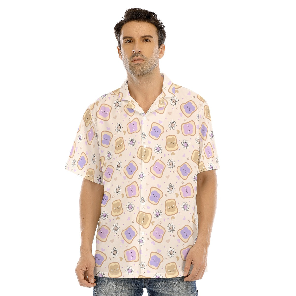 Kawaii Peanut Butter and Jelly Sandwiches - Men's Hawaiian Button Up Shirt