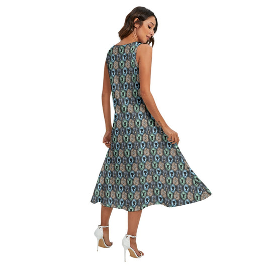 Starry Flight Silhouettes - Women’s Diagonal Pocket Midi Dress