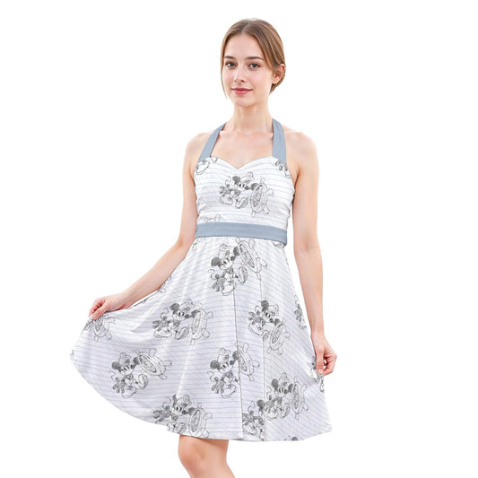 Sketch of Steamboat Mouse - Women's Halter Vintage Pocket Dress