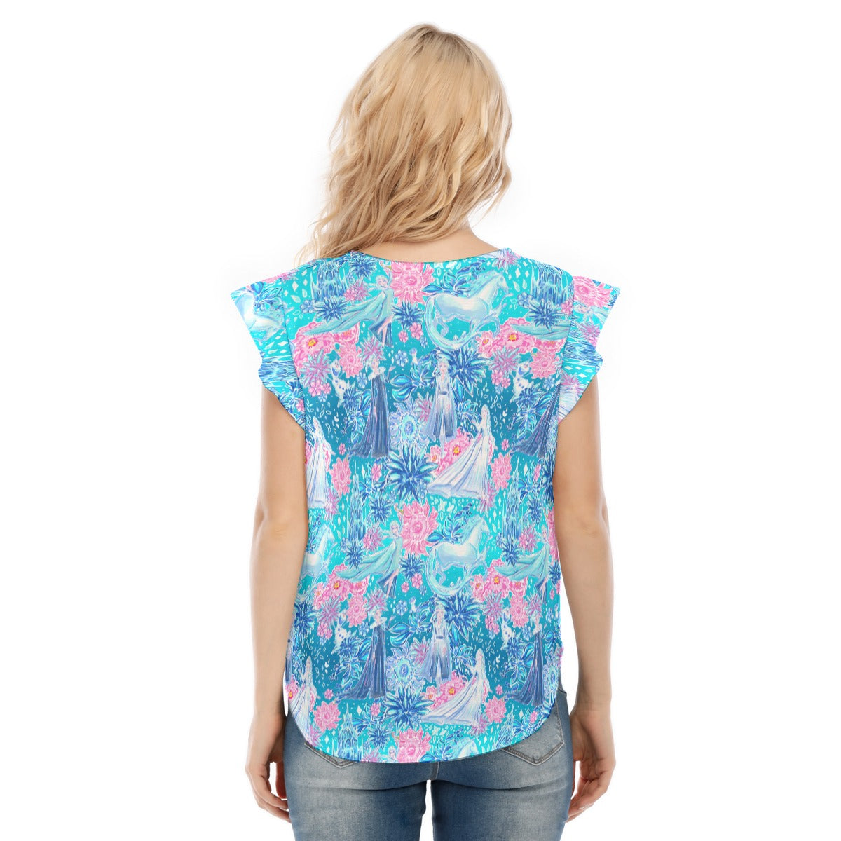 Ice Queen Frosted Florals - Women’s Flutter Sleeve Top
