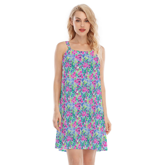 Bright Tropical Bliss - Island Mouse Duo - Women’s Adjustable Sundress