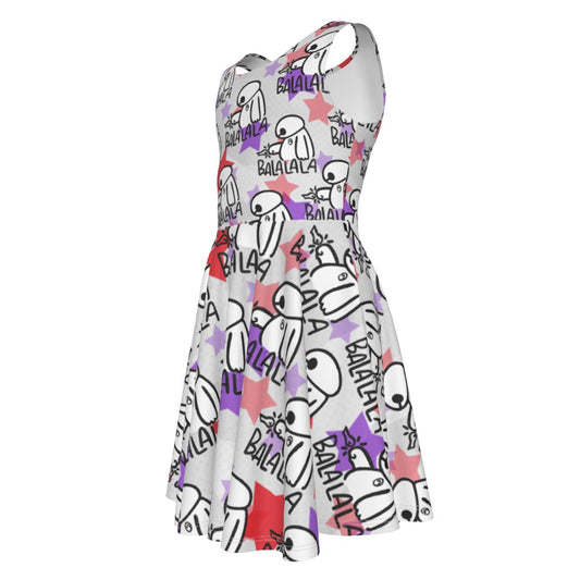 White Robot Balala- Kid's Sleeveless Skater Dress