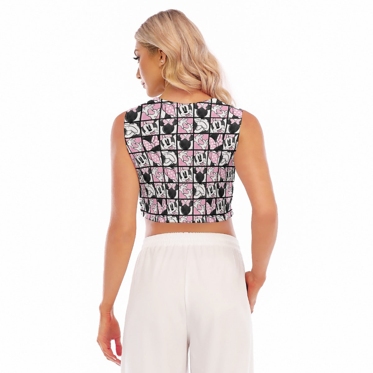 Mouse Bow Block Party - Women’s Sleeveless Cropped Tee