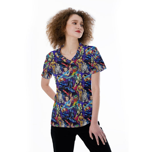 Galaxy Saga - Women's Short Sleeve V-Neck T-Shirt