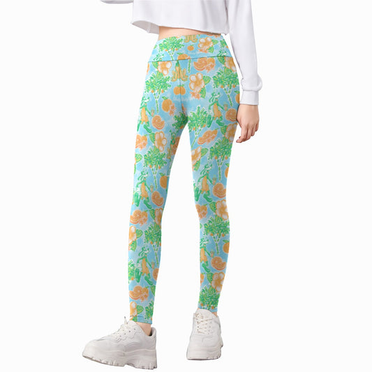 Neon Tangerine Island Pals - Kid's Leggings