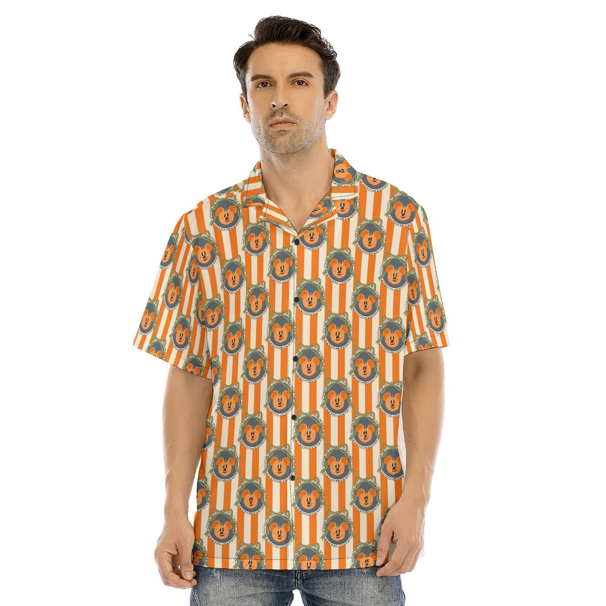 Pumpkin Cameo Stripes - Men's Hawaiian Button Up Shirt